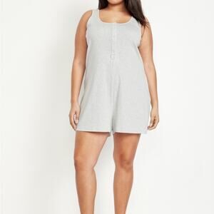 Old Navy light heather gray Knit Henley Romper